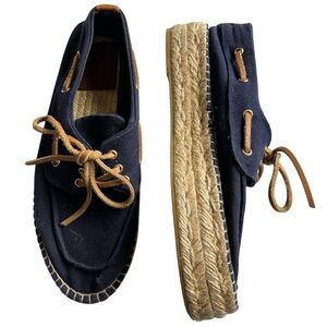 Tory Burch navy espadrille platform lace up
Blanton boat shoes